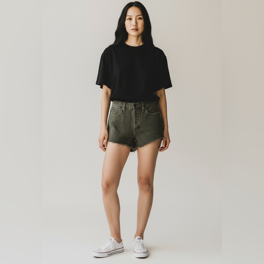 We The Free Makai cut off denning shorts-Olive